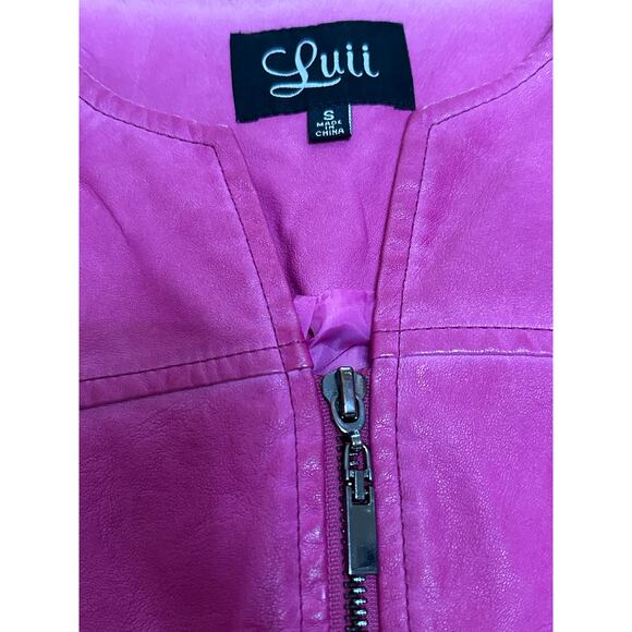 Luii Pink Purple Faux Leather Jacket Size Small NWT - Picture 5 of 8